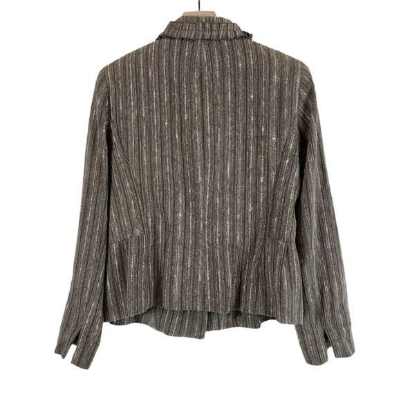 NEW!! Doncaster 100% Silk SIZE 12 Brown Tweed Career Short Blazer Jacket Zip Up - Picture 4 of 9